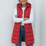 Nina - casual sleeveless hooded long puffer vest — view 6