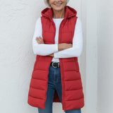 Nina - casual sleeveless hooded long puffer vest — view 6