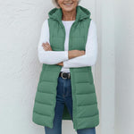 Nina - casual sleeveless hooded long puffer vest — view 7