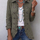 Olivia - boho-chic floral-embroidered utility jacket with frill trim — view 1