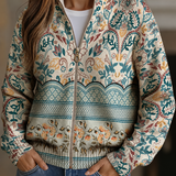 Olivia - cardigan with retro botanical border pattern — view 1