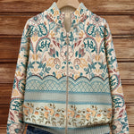 Olivia - cardigan with retro botanical border pattern — view 2