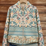 Olivia - cardigan with retro botanical border pattern — view 2