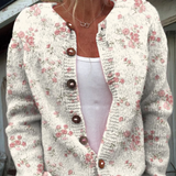 Paige - Retro Floral Knit Cardigan Sweater — view 1
