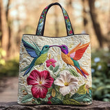 Melody - quilted bag, hummingbird and flowers — view 1