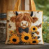 Melody - quilted bag, highland cow with sunflower — view 1