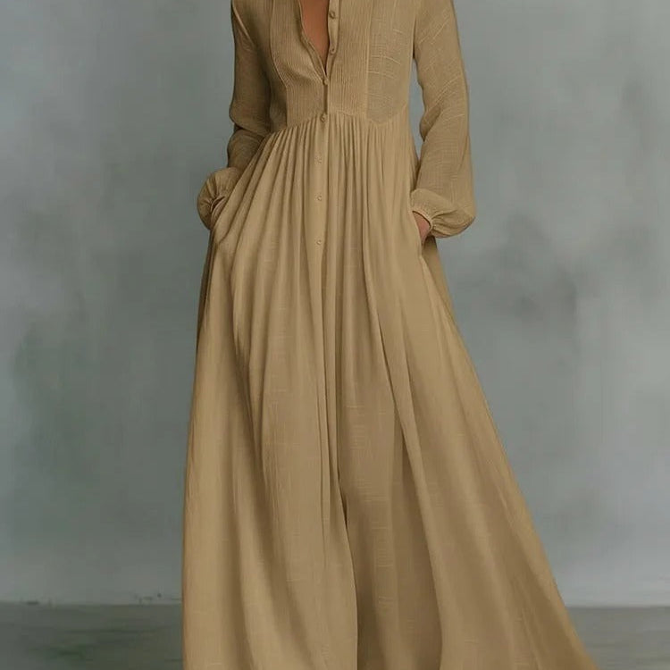 Piper - button front maxi dress with easy fit — view 1