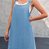 Piper - casual denim overall dress — view 3