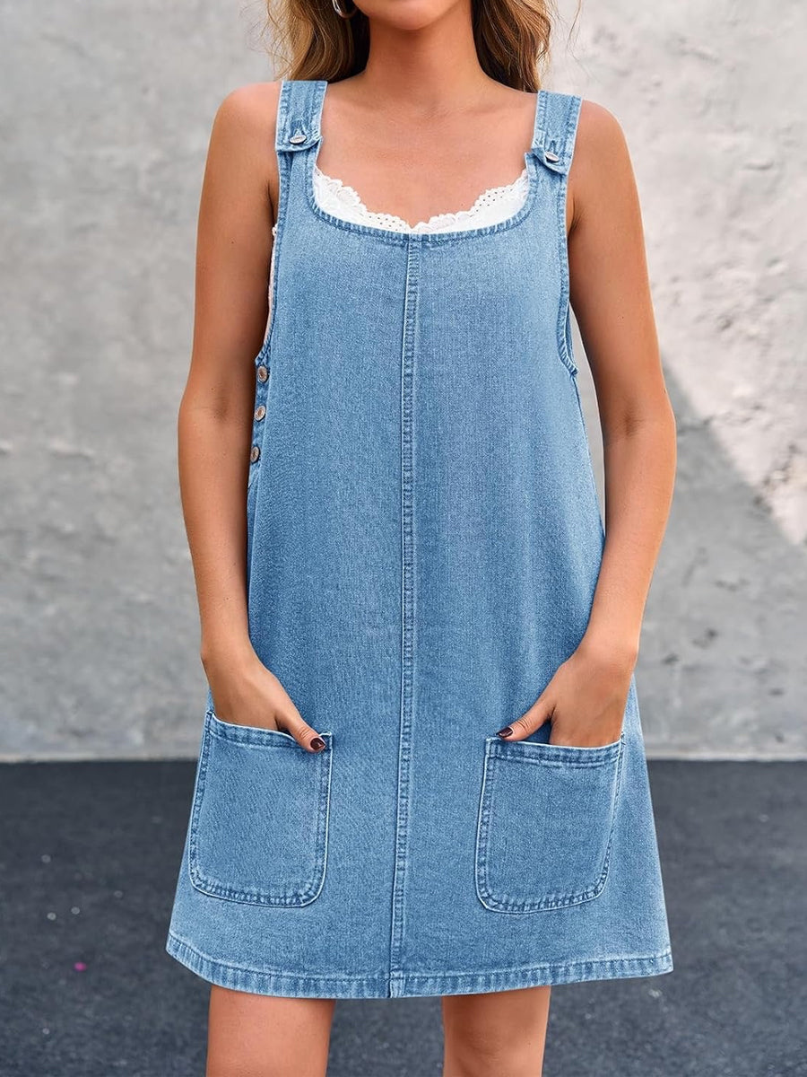 Piper - casual denim overall dress — view 4