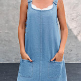 Piper - casual denim overall dress — view 4