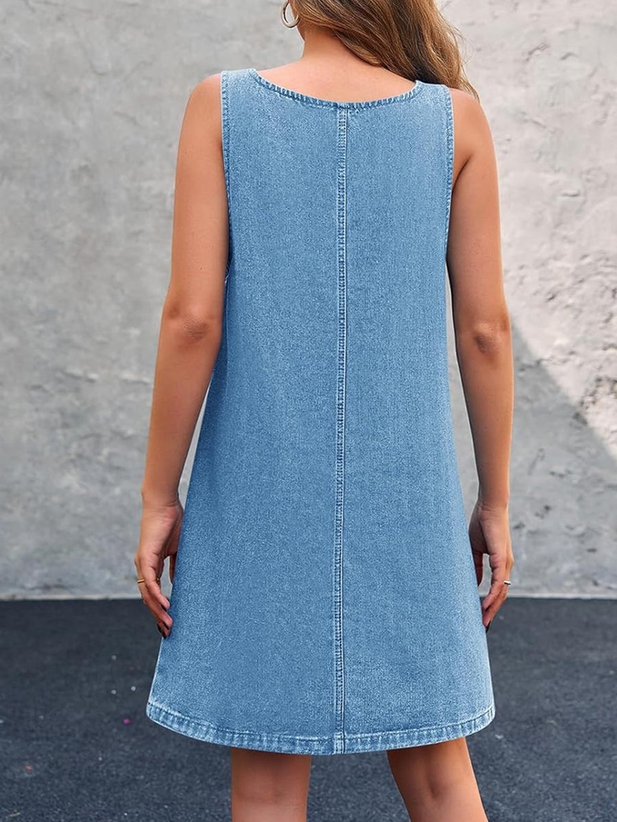 Piper - casual denim overall dress — view 5