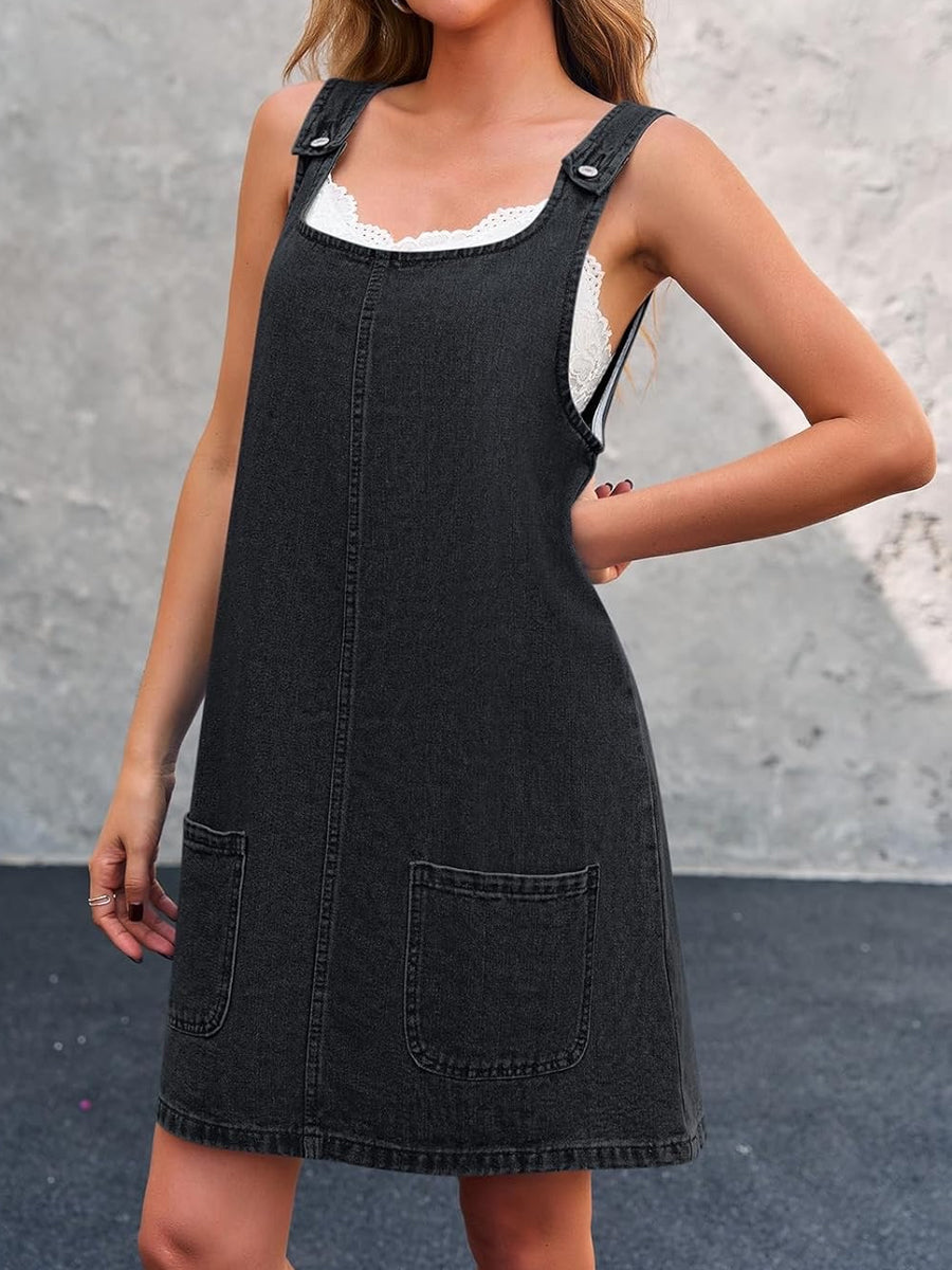 Piper - casual denim overall dress — view 7