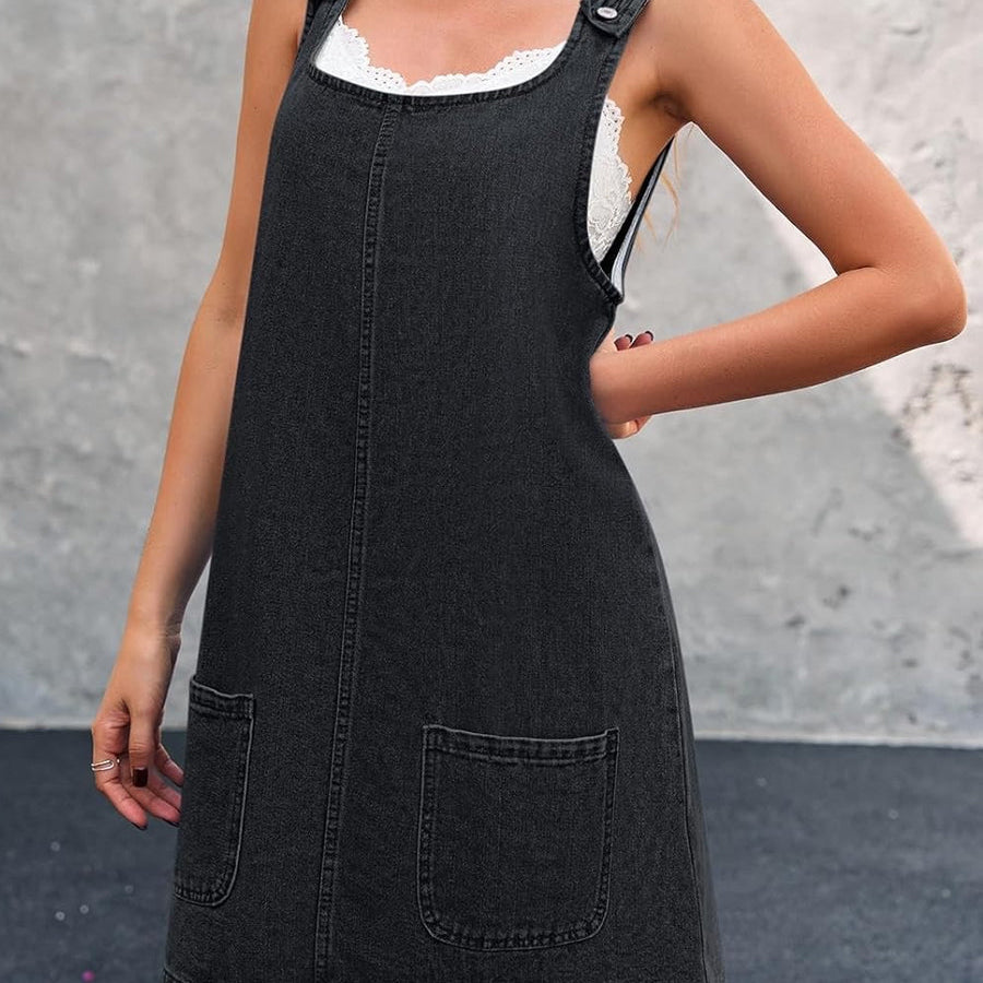 Piper - casual denim overall dress — view 7