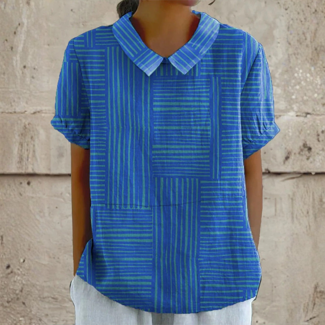 Quinn - Striped Geometric Blouse — view 1