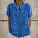 Quinn - Striped Geometric Blouse — view 1