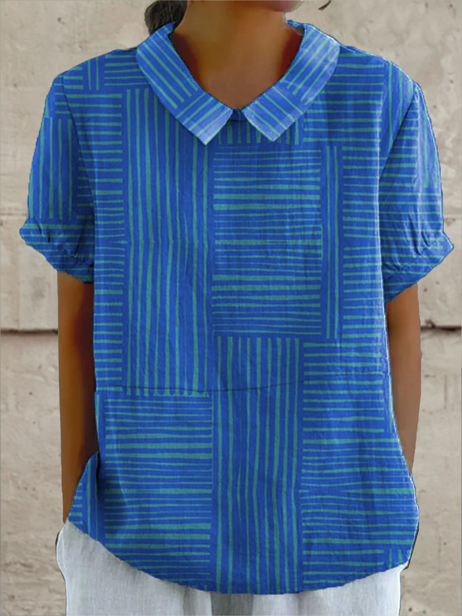 Quinn - Striped Geometric Blouse — view 2