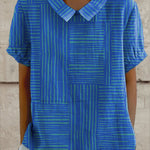 Quinn - Striped Geometric Blouse — view 2