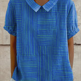 Quinn - Striped Geometric Blouse — view 2