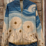 Quinn - Dandelion Meadow Quilted Zip Up Cardigan — view 2