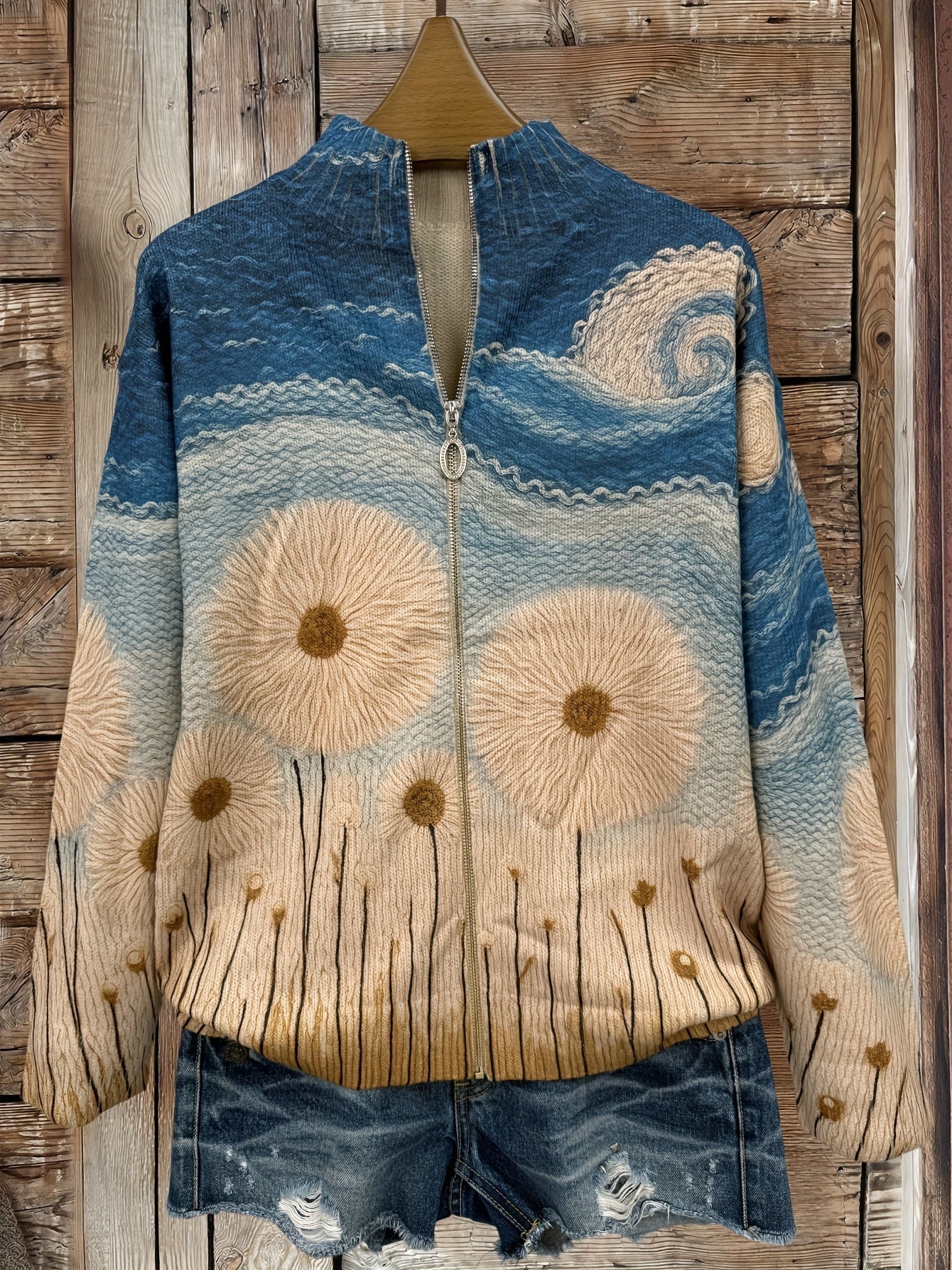 Quinn - Dandelion Meadow Quilted Zip Up Cardigan — view 2