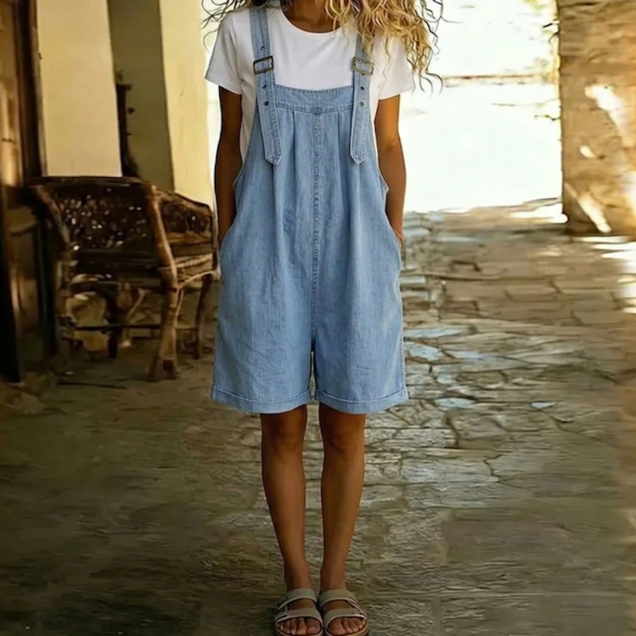 Rachel - short denim overalls with a soft cotton feel — view 2