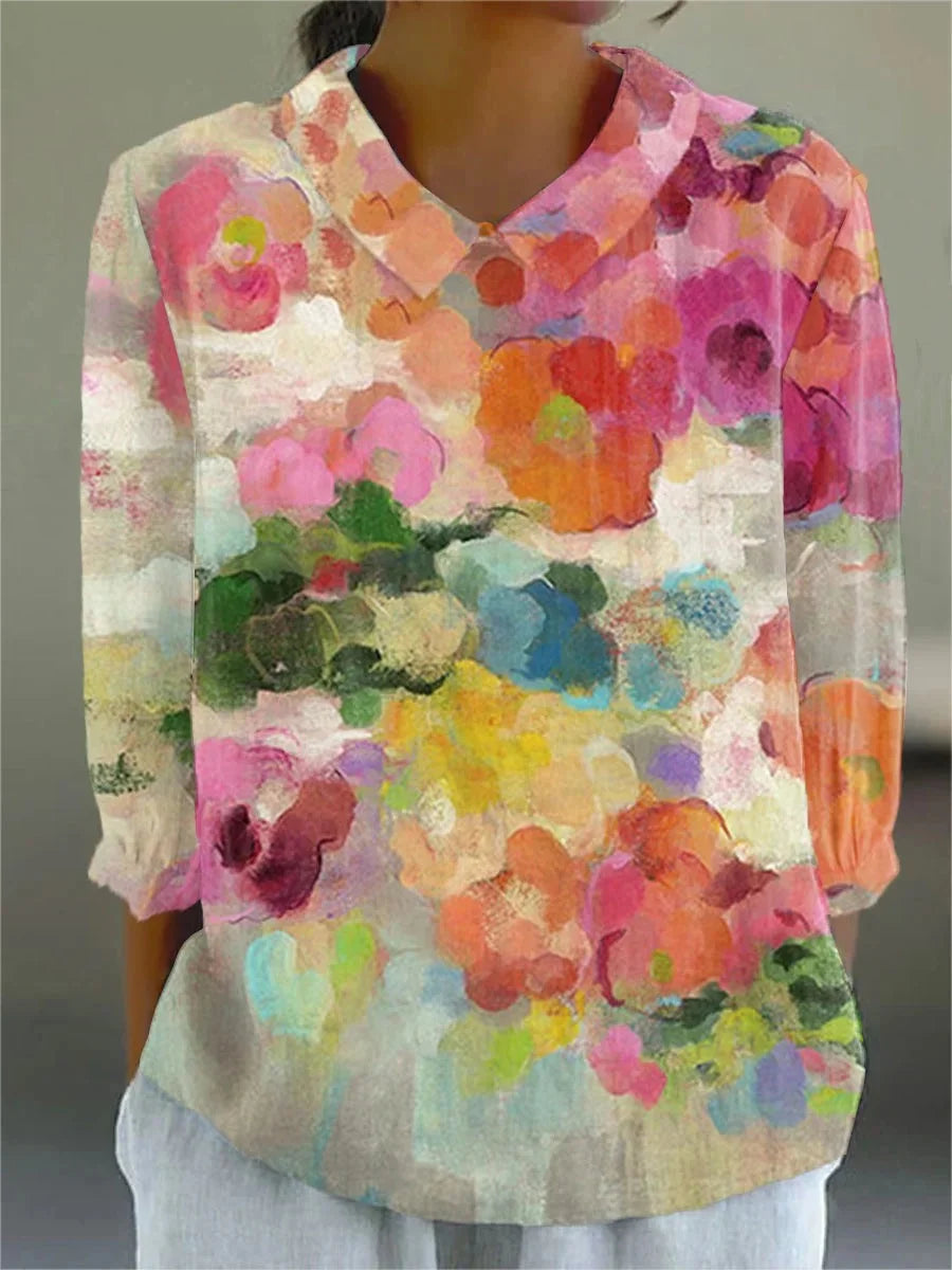 Rachel - Floral Watercolor Blouse — view 2