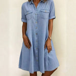 Rebecca - casual denim style midi dress — view 1