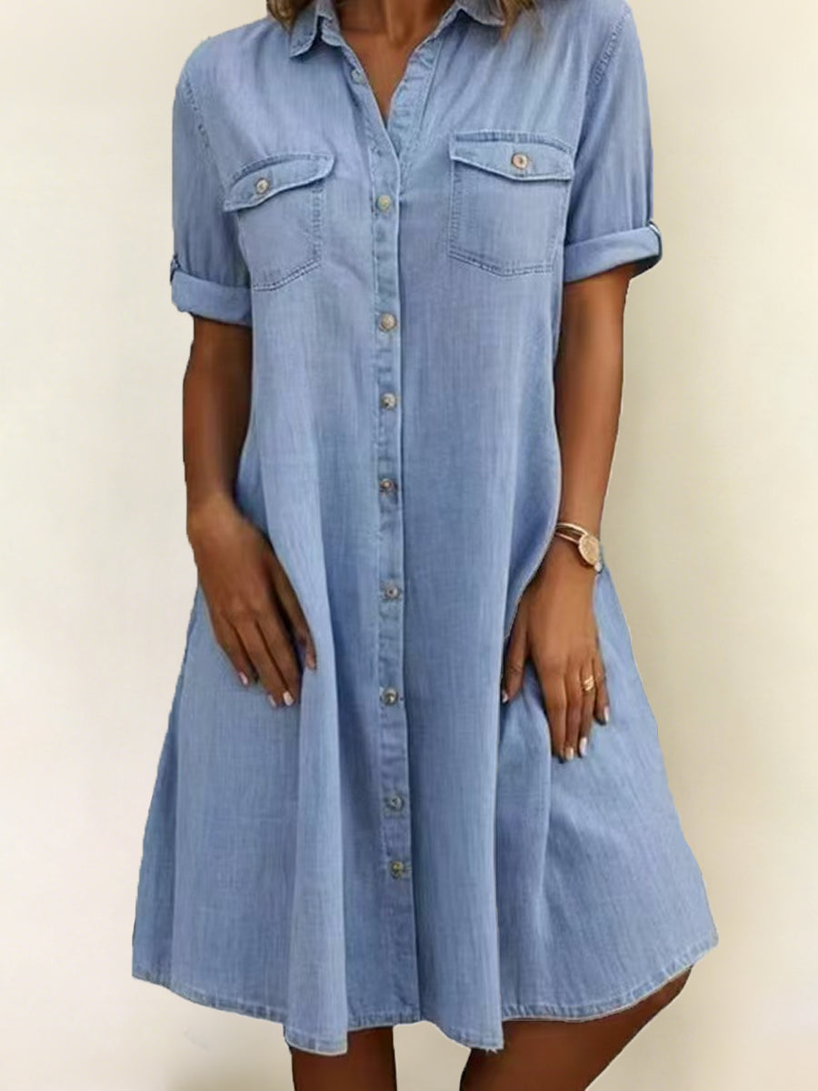 Rebecca - casual denim style midi dress — view 2