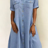Rebecca - casual denim style midi dress — view 2