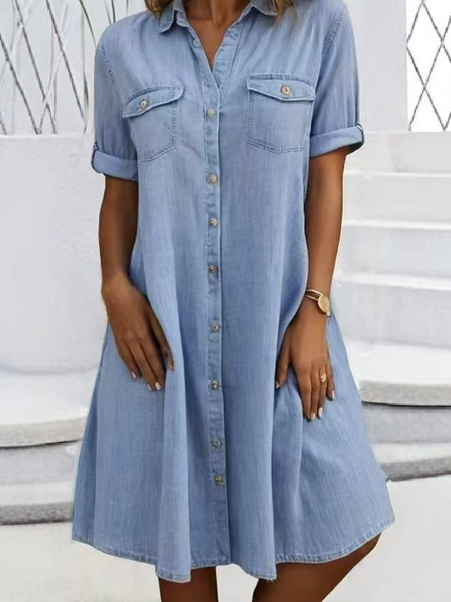 Rebecca - casual denim style midi dress — view 3