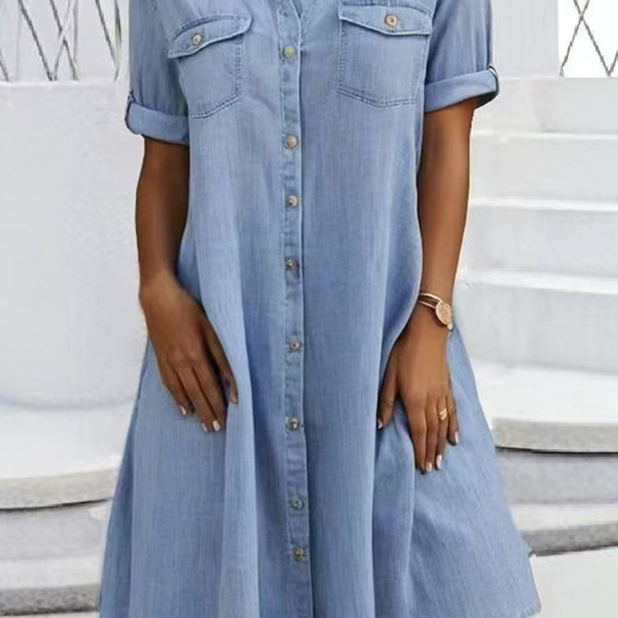 Rebecca - casual denim style midi dress — view 3