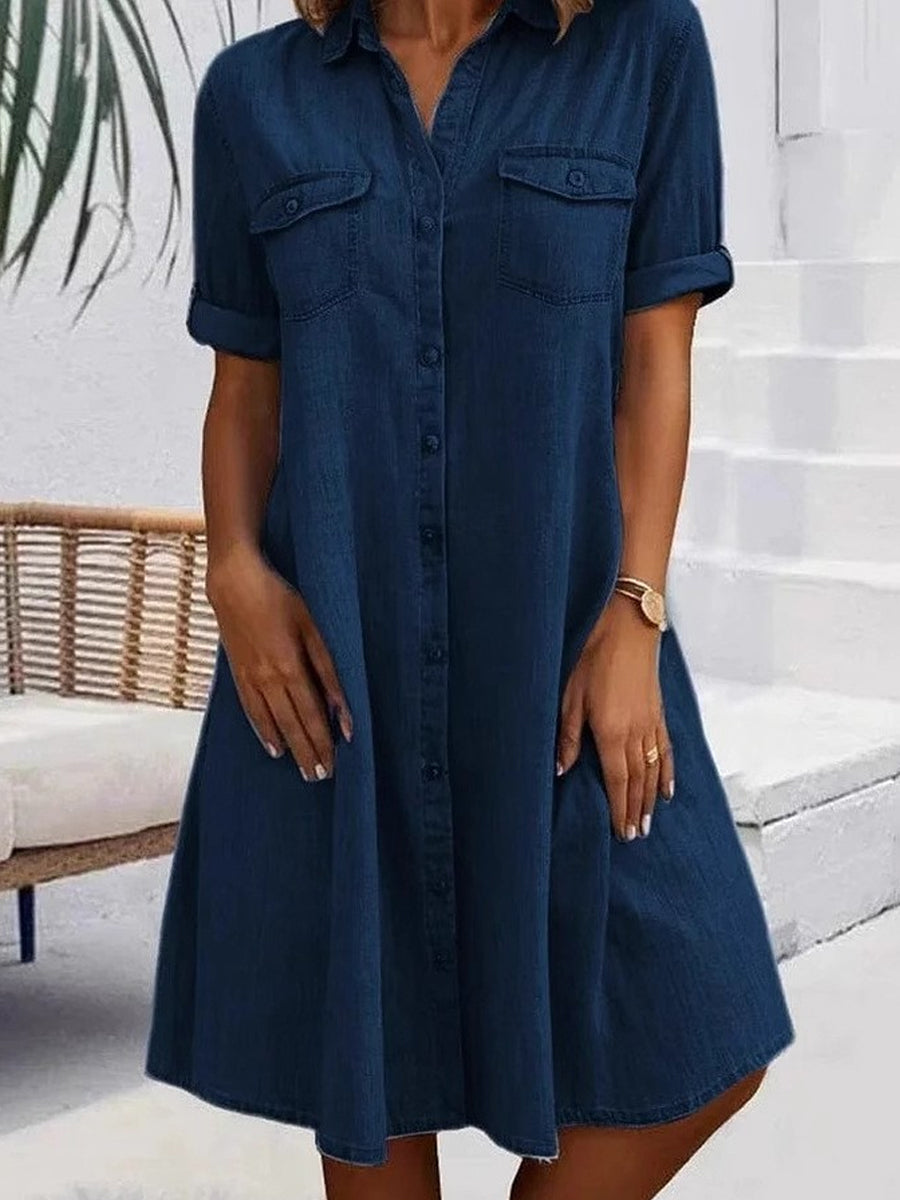 Rebecca - casual denim style midi dress — view 4