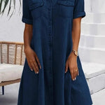 Rebecca - casual denim style midi dress — view 4