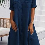 Rebecca - casual denim style midi dress — view 4