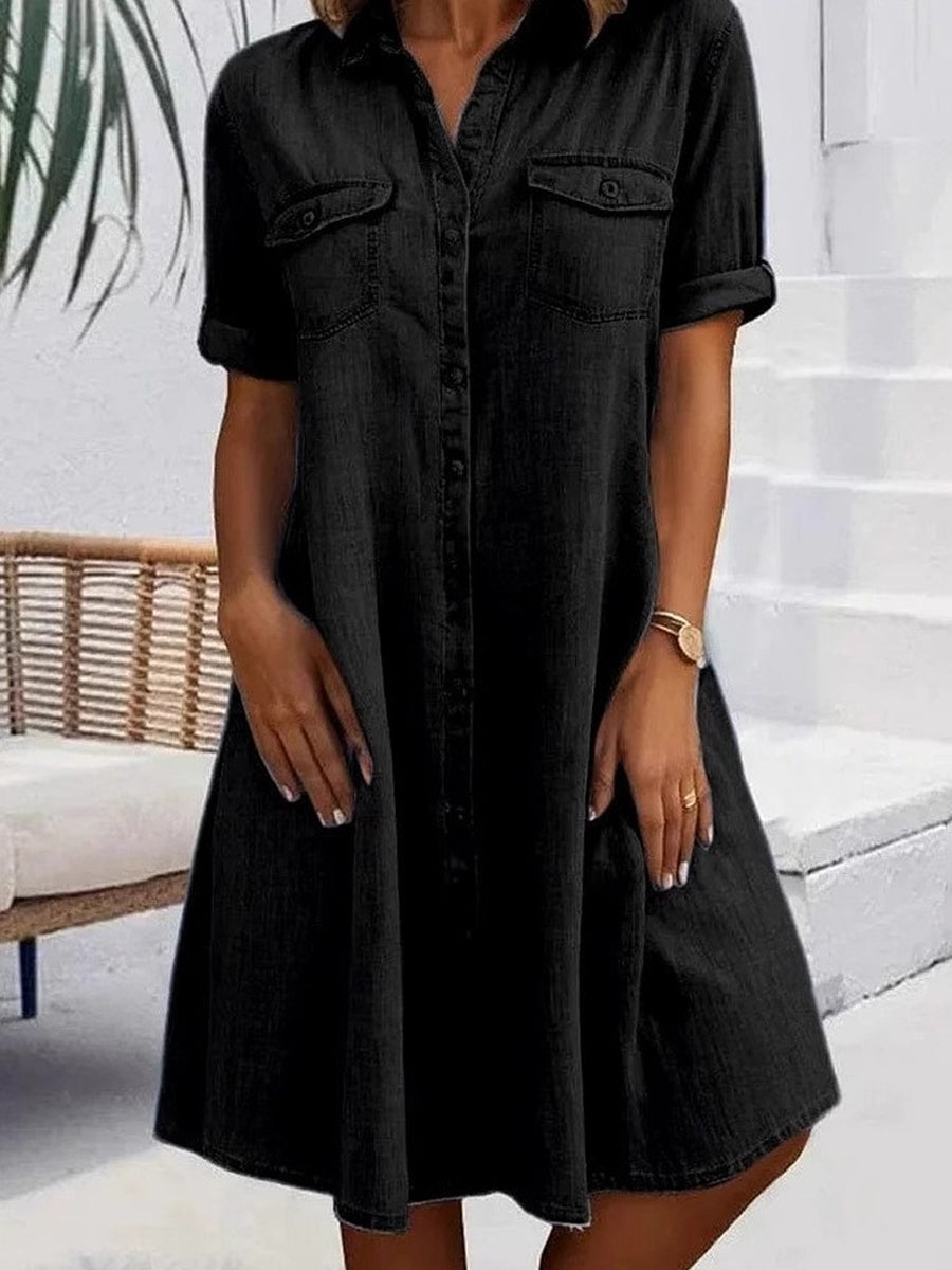 Rebecca - casual denim style midi dress — view 5
