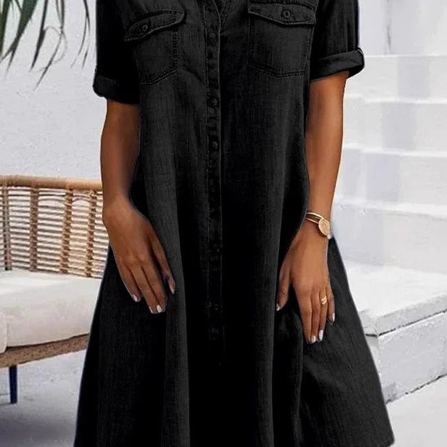Rebecca - casual denim style midi dress — view 5