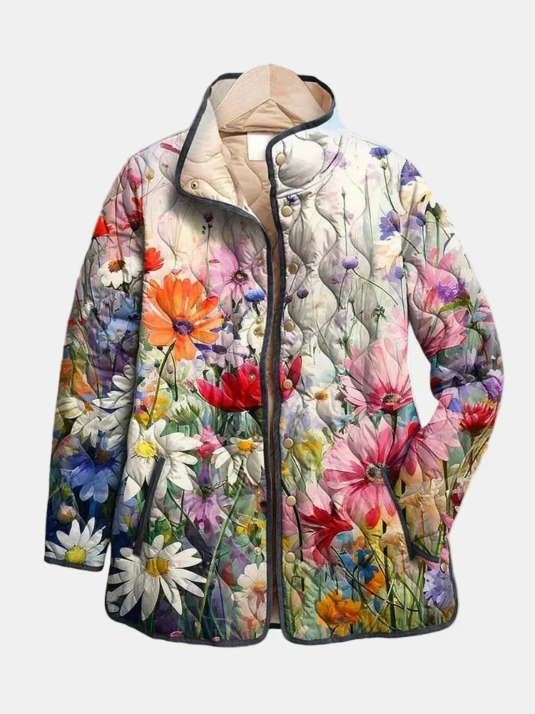 Rachel - Charming Retro Floral Quilted Jacket — view 1