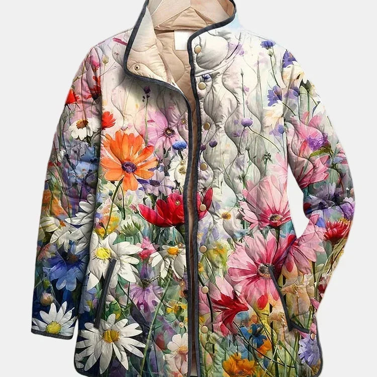 Rachel - Charming Retro Floral Quilted Jacket — view 1