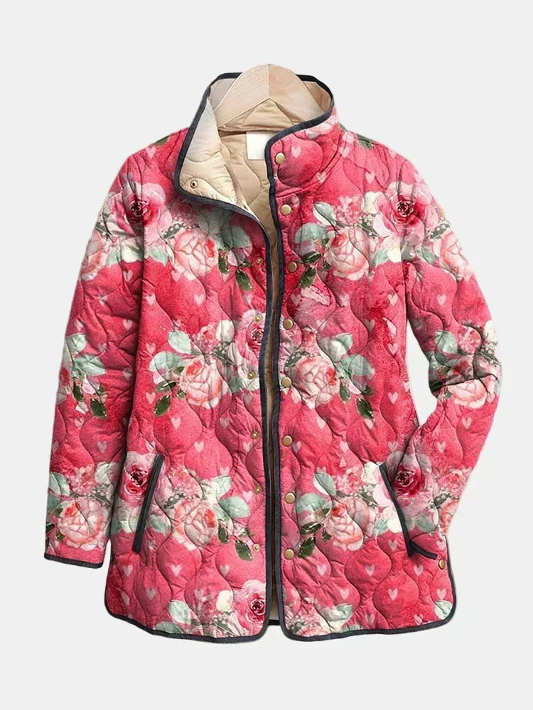 Victoria - Charming Pink Floral Quilted Jacket — view 1