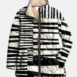 Willow - Black and White Abstract Quilted Jacket — view 1