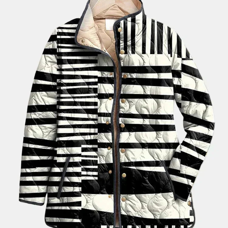 Willow - Black and White Abstract Quilted Jacket — view 1