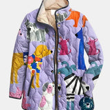Ximena - casual quilted jacket with dog print — view 1