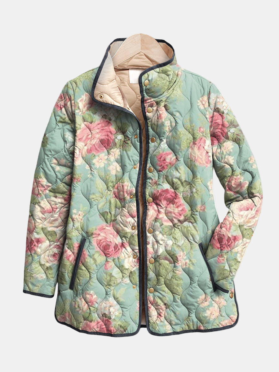 Yasmin - Retro floral quilted jacket — view 1
