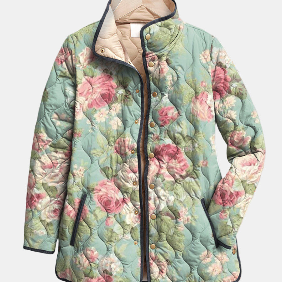 Yasmin - Retro floral quilted jacket — view 1