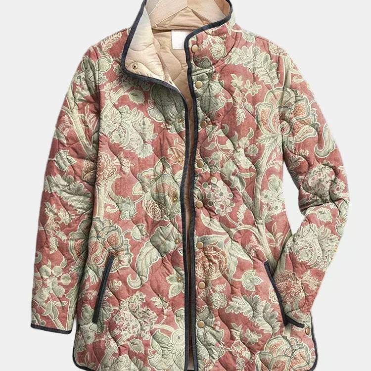 Grace - Retro Floral Casual Quilted Jacket — view 1