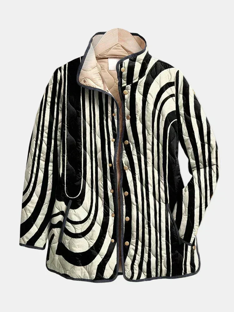 Isla - casual quilted jacket with an abstract geometric pattern — view 1