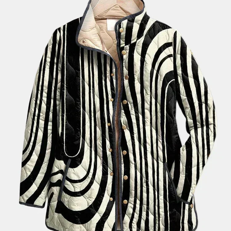 Isla - casual quilted jacket with an abstract geometric pattern — view 1