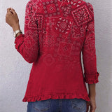 Riley - bohemian paisley ombré ruffled coat — view 2