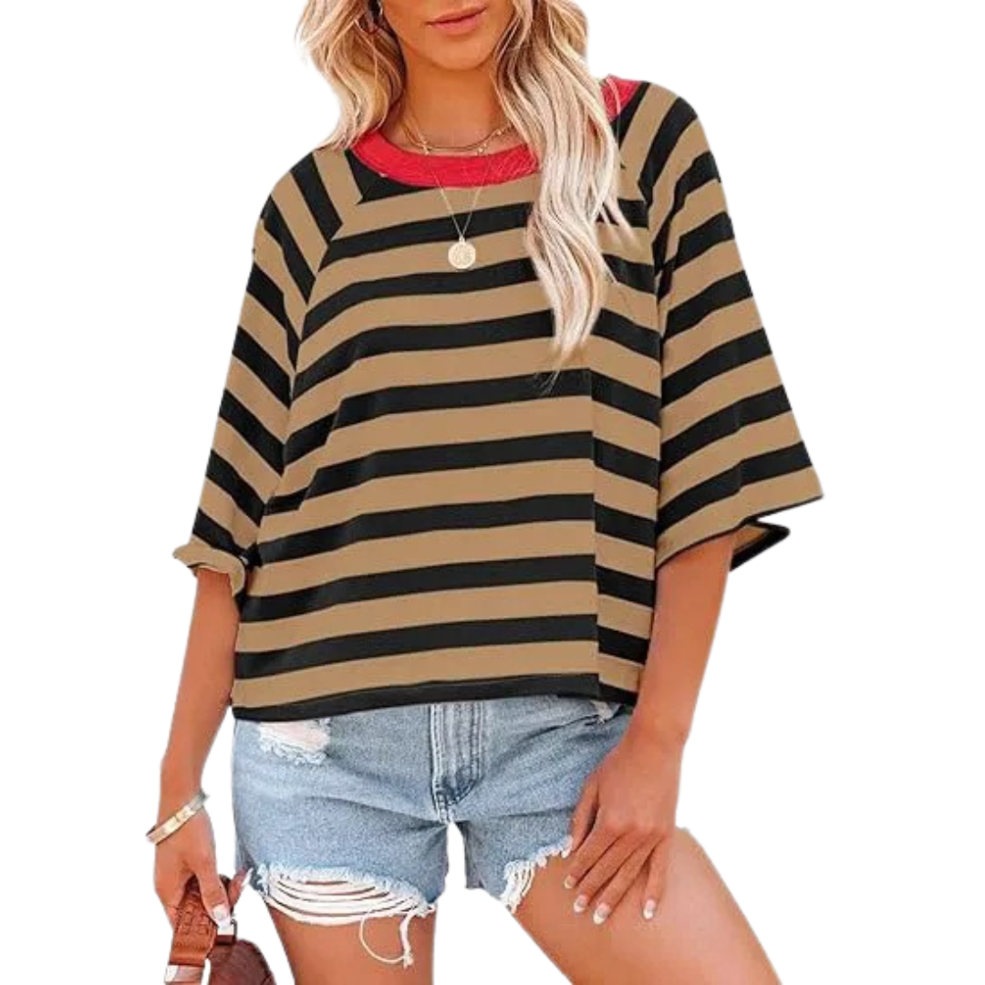 Rosalie - a trendy, loose fit summer neck top — view 2