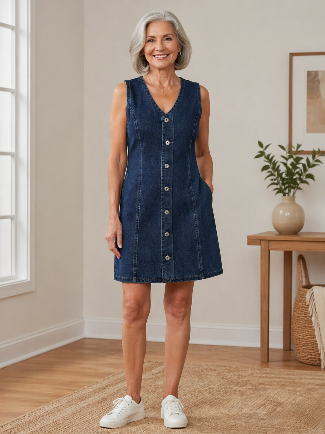 Rosalie - casual denim overall dress — view 4